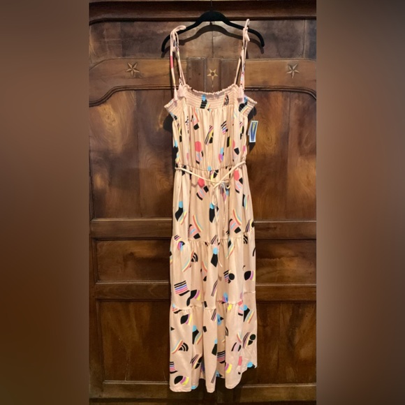 Target Tie Shoulder Summer Maxi XXL Dress 80’s Retro Peach Pink Teal Purple - Picture 11 of 14